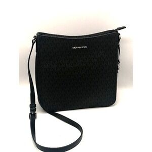 Michael Kors Womens Shoulder Bag Black L Purse Leather Zip‎ Jet Set Travel NEW